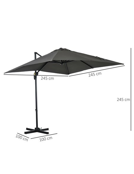 Outsunny 2.5 x 2.5m Patio Offset Parasol Cantilever Umbrella Sun Shade Canopy Shelter 360° Rotation with Crank Handle and Cross  - pic 50391 | FastDaddyshop