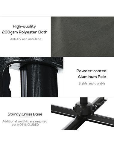 Outsunny 2.5 x 2.5m Patio Offset Parasol Cantilever Umbrella Sun Shade Canopy Shelter 360° Rotation with Crank Handle and Cross 