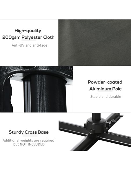 Outsunny 2.5 x 2.5m Patio Offset Parasol Cantilever Umbrella Sun Shade Canopy Shelter 360° Rotation with Crank Handle and Cross  - pic 50395 | FastDaddyshop