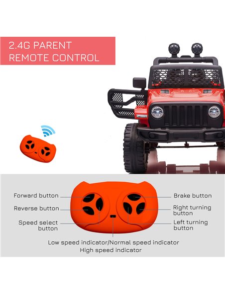 HOMCOM 12V Battery-powered 2 Motors Kids Electric Ride On Car Truck Off-road Toy with Parental Remote Control Horn Lights for 3- - pic 5040 | FastDaddyshop
