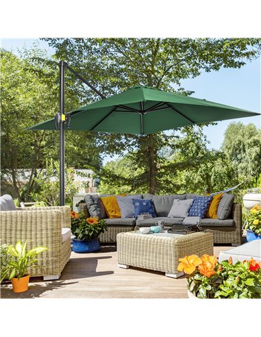 OutsunnySquare Outdoor Umbrella Parasol W/360° Rotation, 245Lx245Wx248H cm-Green 84D-051V00GN