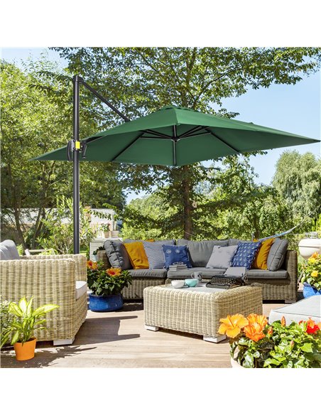 OutsunnySquare Outdoor Umbrella Parasol W/360° Rotation, 245Lx245Wx248H cm-Green 84D-051V00GN - pic 50417 | FastDaddyshop