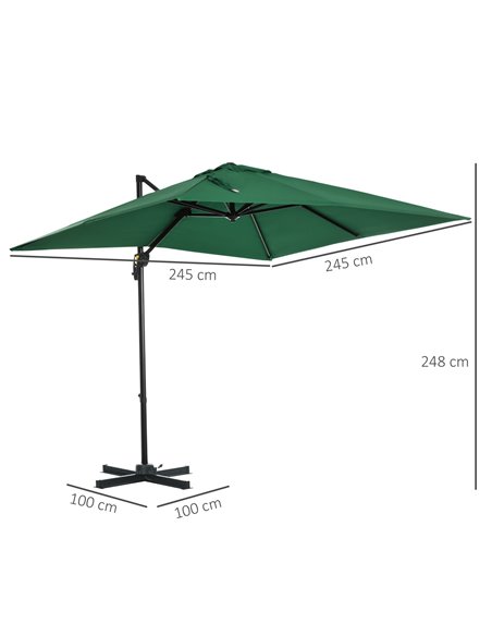 OutsunnySquare Outdoor Umbrella Parasol W/360° Rotation, 245Lx245Wx248H cm-Green 84D-051V00GN - pic 50418 | FastDaddyshop