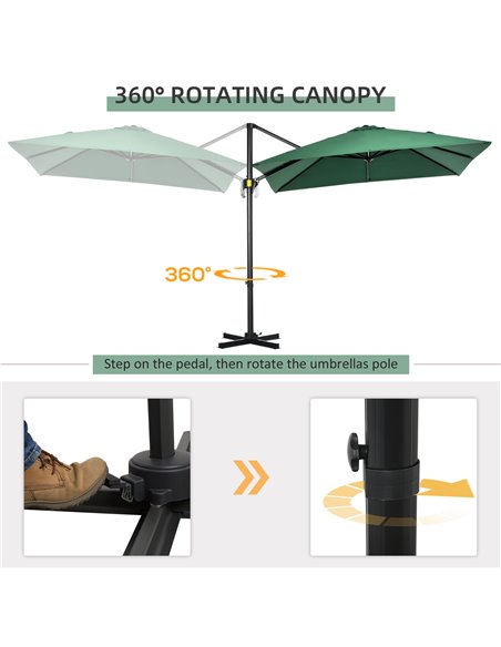 OutsunnySquare Outdoor Umbrella Parasol W/360° Rotation, 245Lx245Wx248H cm-Green 84D-051V00GN - pic 50419 | FastDaddyshop