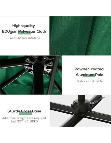 OutsunnySquare Outdoor Umbrella Parasol W/360° Rotation, 245Lx245Wx248H cm-Green 84D-051V00GN - pic 50422 | FastDaddyshop