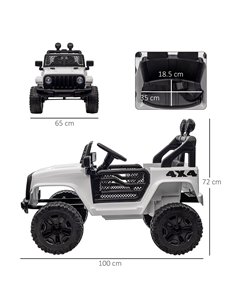 Homcom 2 Motors Kids Electric Car 12V Truck Off-road with Parental Remote Control, White 2