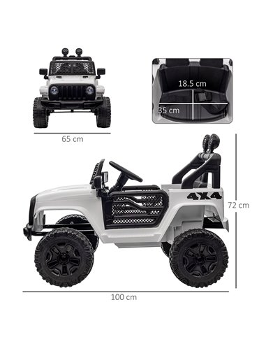 HOMCOM 12V Battery-powered 2 Motors Kids Electric Ride On Car Truck Off-road Toy with Parental Remote Control Horn Lights for 3-