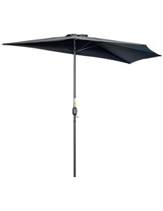 Outsunny 3(m) Half Parasol Semi Round Umbrella, Black 84D-008V00BK