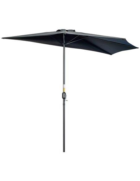 Outsunny 3(m) Half Parasol Semi Round Umbrella, Black 84D-008V00BK - pic 50434 | FastDaddyshop