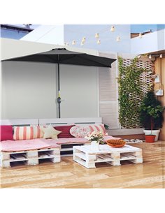 Outsunny 3(m) Half Parasol Semi Round Umbrella, Black 84D-008V00BK 2