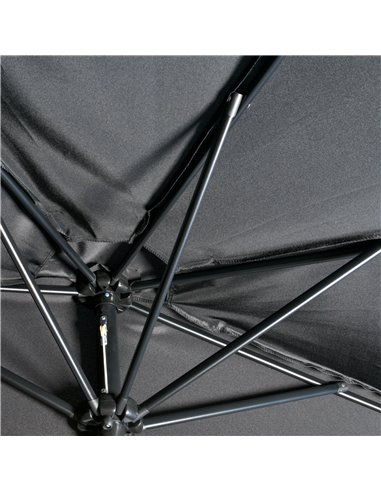 Outsunny 3(m) Half Parasol Semi Round Umbrella Patio Metal Frame Crank Handle for Balcony-- NO BASE INCLUDED, Black 84D-008V00BK