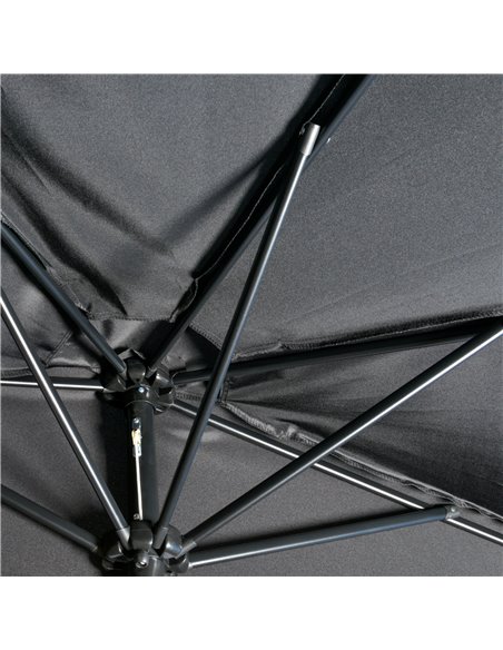 Outsunny 3(m) Half Parasol Semi Round Umbrella Patio Metal Frame Crank Handle for Balcony-- NO BASE INCLUDED, Black 84D-008V00BK - pic 50441 | FastDaddyshop