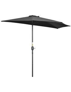Outsunny 2.7m Balcony Half Parasol Garden Outdoor Umbrella, Black 84D-007V00BK