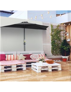 Outsunny 2.7m Balcony Half Parasol Garden Outdoor Umbrella, Black 84D-007V00BK 2