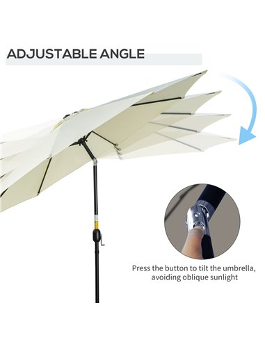 Outsunny 3(m) Tilting Parasol Garden Umbrellas, Outdoor Sun Shade with 8 Ribs, Tilt and Crank Handle for Balcony, Bench, Garden,