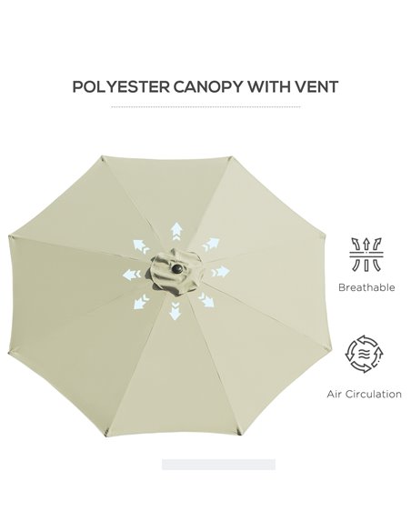 Outsunny 3(m) Tilting Parasol Garden Umbrellas, Outdoor Sun Shade with 8 Ribs, Tilt and Crank Handle for Balcony, Bench, Garden, - pic 50468 | FastDaddyshop