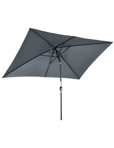 Outsunny 3x2m Patio Parasol Garden Umbrellas Canopy, Dark Grey 84D-013V00CG