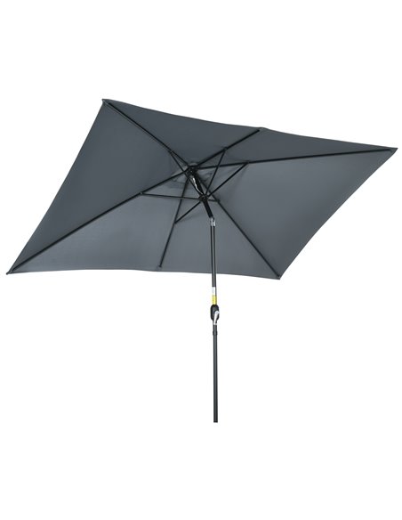 Outsunny 3x2m Patio Parasol Garden Umbrellas Canopy, Dark Grey 84D-013V00CG - pic 50470 | FastDaddyshop