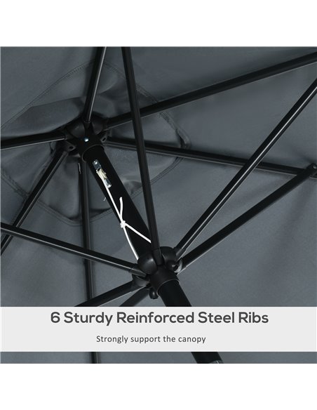Outsunny 3x2m Patio Parasol Garden Umbrellas Canopy with Aluminum Tilt Crank Rectangular Sun Shade Steel, Dark Grey 84D-013V00CG - pic 50476 | FastDaddyshop