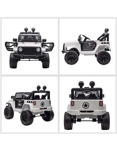 HOMCOM 12V Battery-powered 2 Motors Kids Electric Ride On Car Truck Off-road Toy with Parental Remote Control Horn Lights for 3-