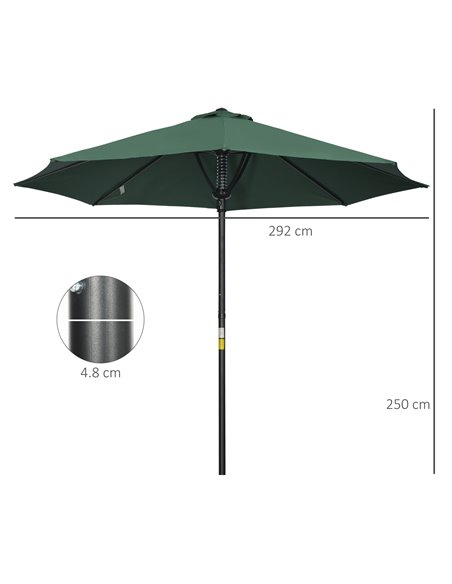 Outsunny Garden Parasol Umbrella, Outdoor Market Table Umbrella Sun Shade Canopy with 8 Ribs, Green 84D-235V00GN - pic 50481 | FastDaddyshop
