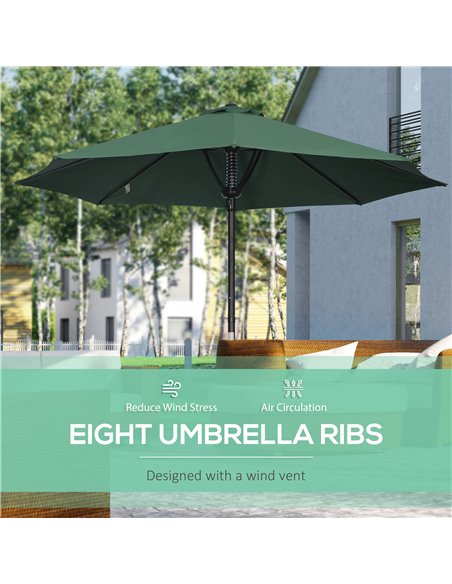Outsunny Garden Parasol Umbrella, Outdoor Market Table Umbrella Sun Shade Canopy with 8 Ribs, Green 84D-235V00GN - pic 50482 | FastDaddyshop