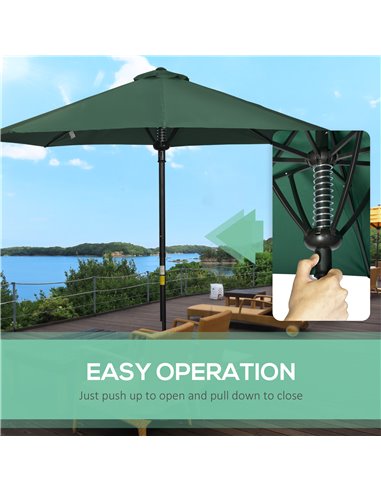 Outsunny Garden Parasol Umbrella, Outdoor Market Table Umbrella Sun Shade Canopy with 8 Ribs, Green 84D-235V00GN