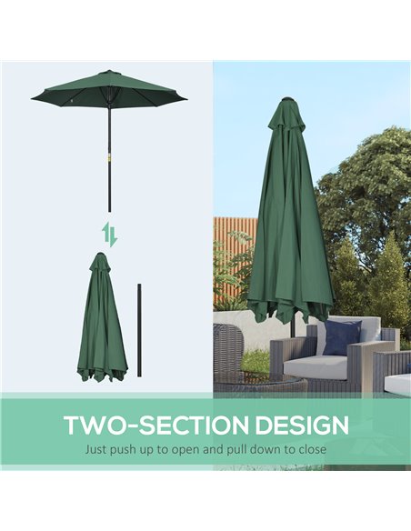Outsunny Garden Parasol Umbrella, Outdoor Market Table Umbrella Sun Shade Canopy with 8 Ribs, Green 84D-235V00GN - pic 50485 | FastDaddyshop