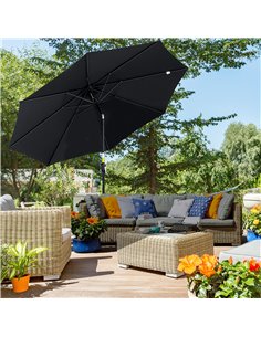 Outsunny 3(m) Tilting Parasol Garden Umbrellas, Black 840-070V00BK 2