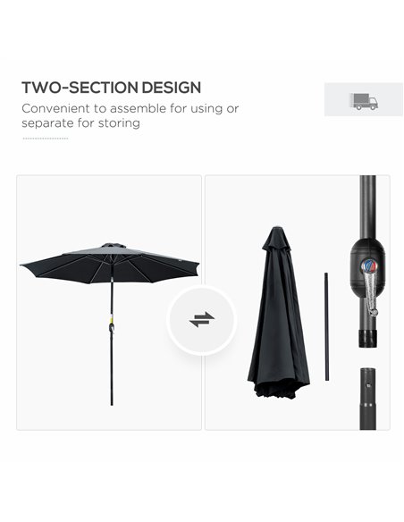 Outsunny 3(m) Tilting Parasol Garden Umbrellas, Outdoor Sun Shade with 8 Ribs, Tilt and Crank Handle for Balcony, Bench, Garden, - pic 50493 | FastDaddyshop