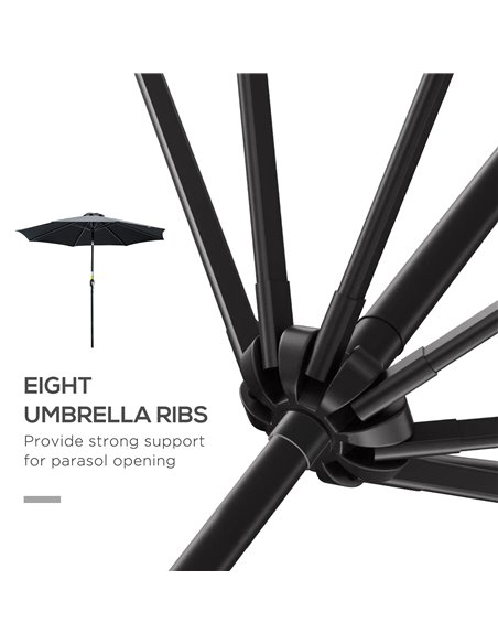 Outsunny 3(m) Tilting Parasol Garden Umbrellas, Outdoor Sun Shade with 8 Ribs, Tilt and Crank Handle for Balcony, Bench, Garden, - pic 50494 | FastDaddyshop