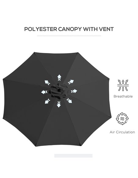 Outsunny 3(m) Tilting Parasol Garden Umbrellas, Outdoor Sun Shade with 8 Ribs, Tilt and Crank Handle for Balcony, Bench, Garden, - pic 50495 | FastDaddyshop