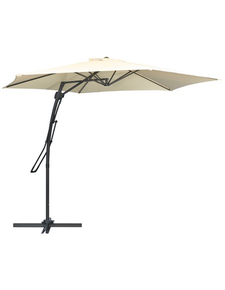 Outsunny 3m Cantilever Parasol, Patio Umbrella, Cream White 84D-255V00CW - pic 50497 | FastDaddyshop