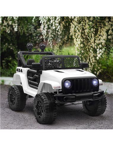 HOMCOM 12V Battery-powered 2 Motors Kids Electric Ride On Car Truck Off-road Toy with Parental Remote Control Horn Lights for 3-