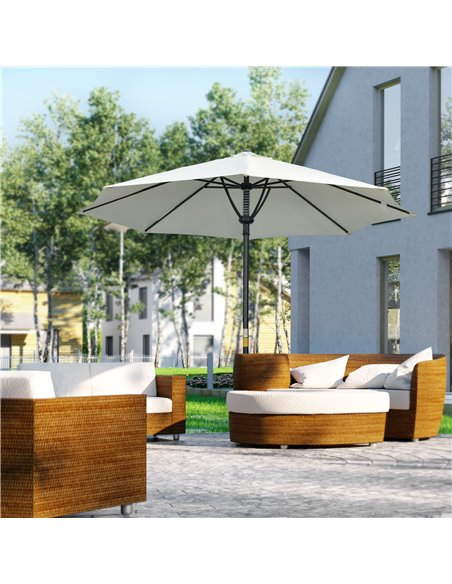 Outsunny Garden Parasol Umbrella, Outdoor Market Table Umbrella Sun Shade Canopy with 8 Ribs, Cream 84D-235V00CW - pic 50507 | FastDaddyshop
