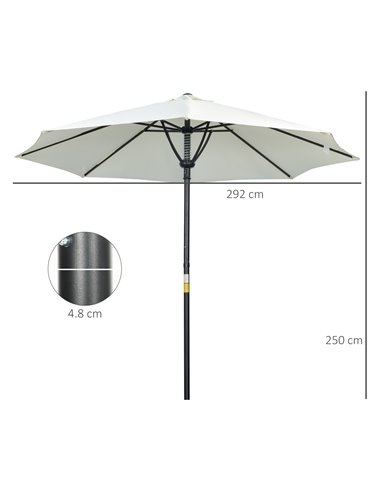 Outsunny Garden Parasol Umbrella, Outdoor Market Table Umbrella Sun Shade Canopy with 8 Ribs, Cream 84D-235V00CW