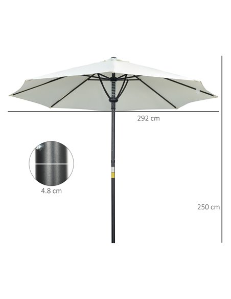 Outsunny Garden Parasol Umbrella, Outdoor Market Table Umbrella Sun Shade Canopy with 8 Ribs, Cream 84D-235V00CW - pic 50508 | FastDaddyshop