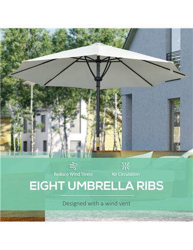 Outsunny Garden Parasol Umbrella, Outdoor Market Table Umbrella Sun Shade Canopy with 8 Ribs, Cream 84D-235V00CW