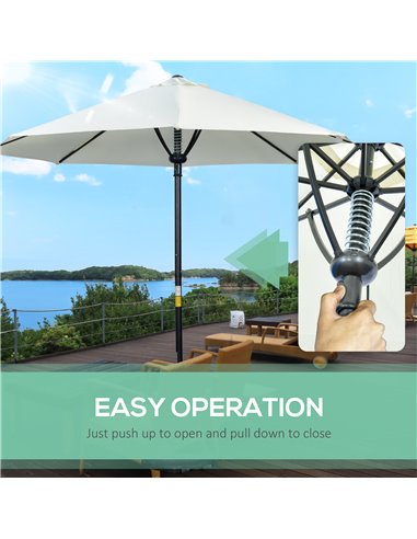 Outsunny Garden Parasol Umbrella, Outdoor Market Table Umbrella Sun Shade Canopy with 8 Ribs, Cream 84D-235V00CW