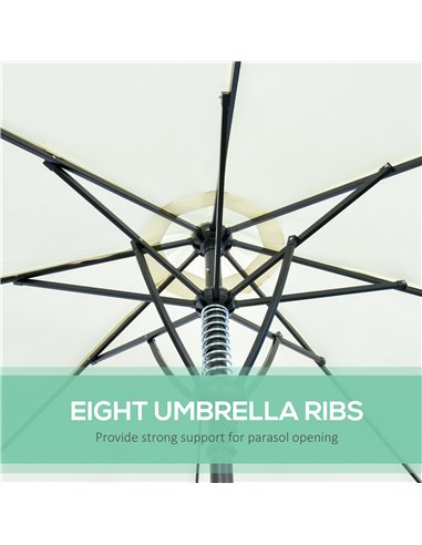 Outsunny Garden Parasol Umbrella, Outdoor Market Table Umbrella Sun Shade Canopy with 8 Ribs, Cream 84D-235V00CW