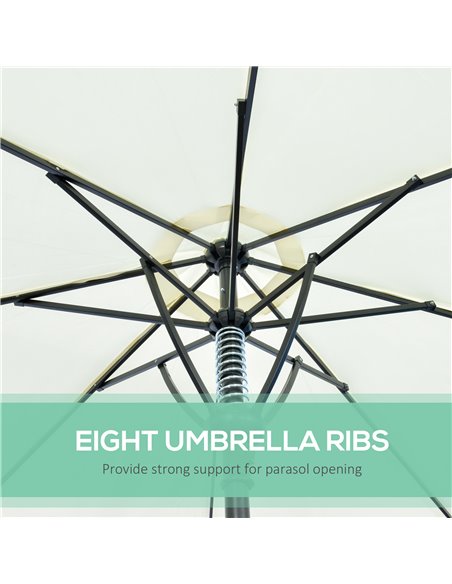 Outsunny Garden Parasol Umbrella, Outdoor Market Table Umbrella Sun Shade Canopy with 8 Ribs, Cream 84D-235V00CW - pic 50511 | FastDaddyshop