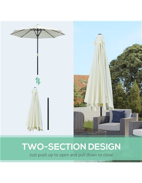 Outsunny Garden Parasol Umbrella, Outdoor Market Table Umbrella Sun Shade Canopy with 8 Ribs, Cream 84D-235V00CW - pic 50512 | FastDaddyshop