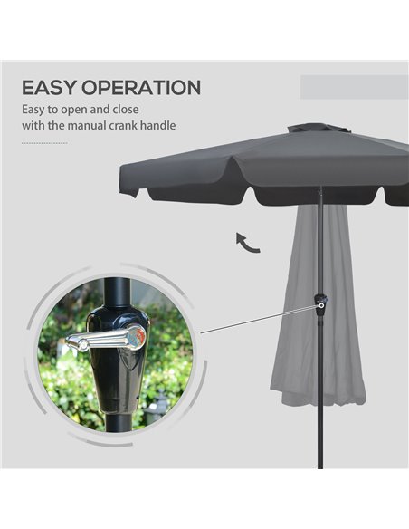 Outsunny 2.7m Patio Parasol Garden Umbrellas Outdoor Sun Shade Table Umbrella with Tilt, Crank, 8 Ribs, Ruffles, Black 84D-157V0 - pic 50519 | FastDaddyshop