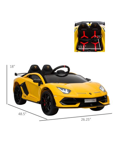 HOMCOM Compatible 12V Battery-powered Kids Electric Ride On Car Lamborghini Aventador Sports Racing Car Toy with Parental Remote