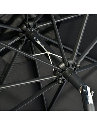 Outsunny 2.7m Patio Parasol Garden Umbrellas Outdoor Sun Shade Table Umbrella with Tilt, Crank, 8 Ribs, Ruffles, Black 84D-157V0