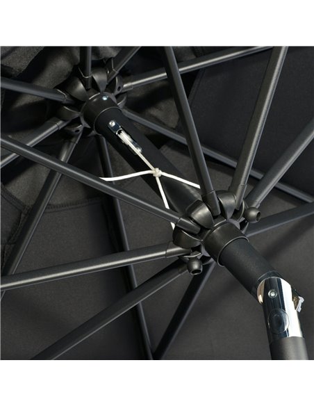 Outsunny 2.7m Patio Parasol Garden Umbrellas Outdoor Sun Shade Table Umbrella with Tilt, Crank, 8 Ribs, Ruffles, Black 84D-157V0 - pic 50522 | FastDaddyshop