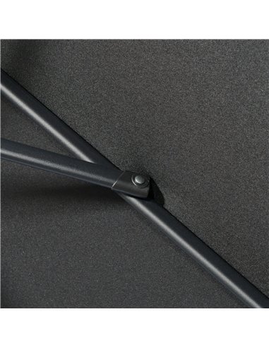 Outsunny 2.7m Patio Parasol Garden Umbrellas Outdoor Sun Shade Table Umbrella with Tilt, Crank, 8 Ribs, Ruffles, Black 84D-157V0