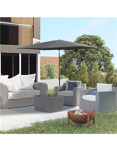 Outsunny 2 x 3(m) Garden Parasols Umbrellas Rectangular Patio Market Umbrella Outdoor Sun Shade w/ Crank & Push Button Tilt, Alu - pic 50525 | FastDaddyshop