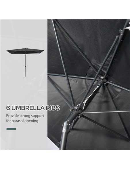 Outsunny 2 x 3(m) Garden Parasols Umbrellas Rectangular Patio Market Umbrella Outdoor Sun Shade w/ Crank & Push Button Tilt, Alu - pic 50529 | FastDaddyshop