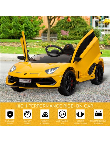 HOMCOM Compatible 12V Battery-powered Kids Electric Ride On Car Lamborghini Aventador Sports Racing Car Toy with Parental Remote - pic 5053 | FastDaddyshop